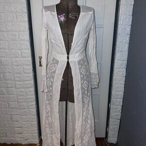 ASOS - White Cotton Embroidered Duster w/ Long Sleeves